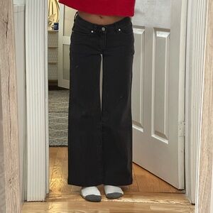 ABRAND Low and Wide Black Wash Jeans